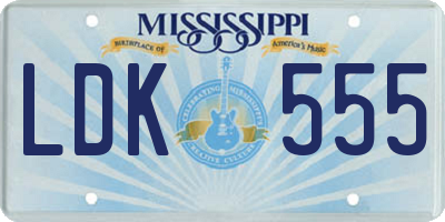 MS license plate LDK555
