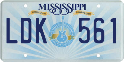 MS license plate LDK561