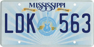 MS license plate LDK563