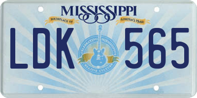 MS license plate LDK565