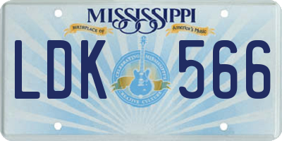 MS license plate LDK566