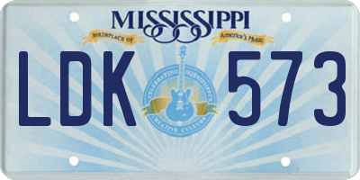MS license plate LDK573