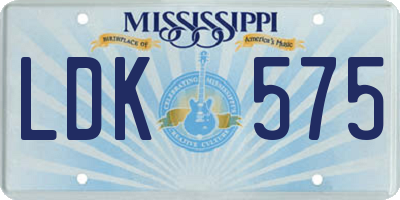 MS license plate LDK575