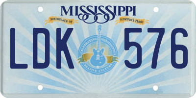 MS license plate LDK576