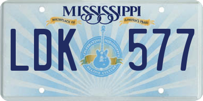 MS license plate LDK577