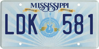 MS license plate LDK581