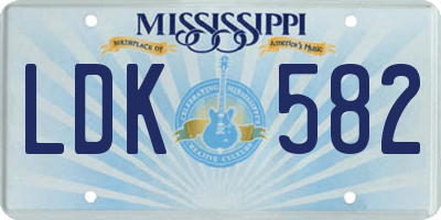 MS license plate LDK582