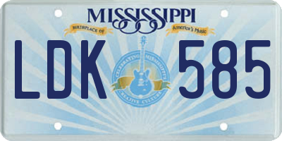 MS license plate LDK585