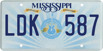 MS license plate LDK587