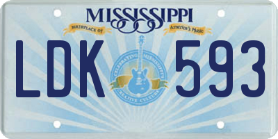 MS license plate LDK593