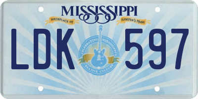 MS license plate LDK597