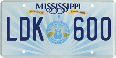 MS license plate LDK600