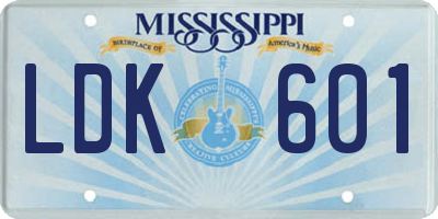 MS license plate LDK601