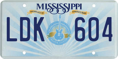 MS license plate LDK604