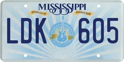 MS license plate LDK605