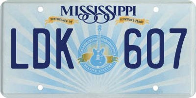 MS license plate LDK607