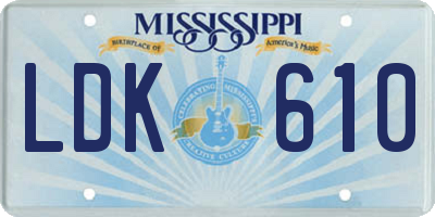 MS license plate LDK610