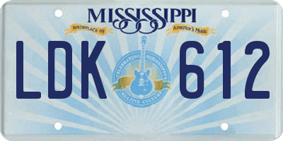 MS license plate LDK612