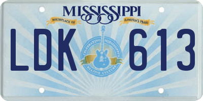 MS license plate LDK613
