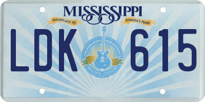 MS license plate LDK615