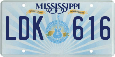 MS license plate LDK616