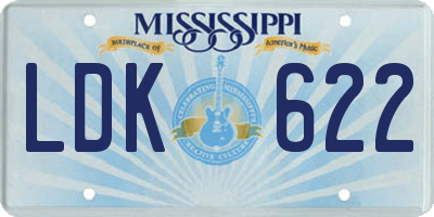 MS license plate LDK622