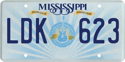 MS license plate LDK623