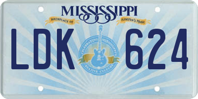 MS license plate LDK624