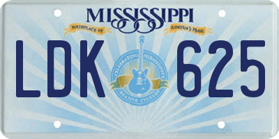 MS license plate LDK625