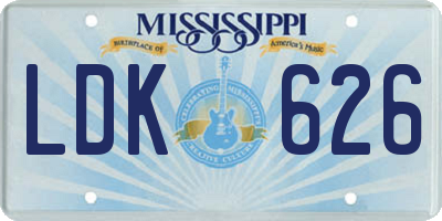 MS license plate LDK626