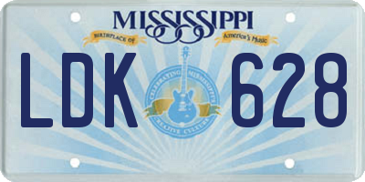 MS license plate LDK628
