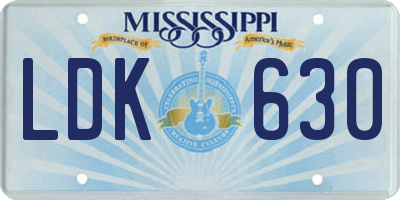 MS license plate LDK630