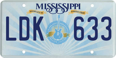 MS license plate LDK633