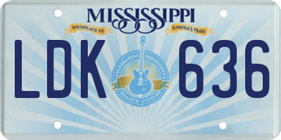 MS license plate LDK636