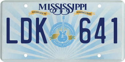 MS license plate LDK641