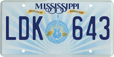 MS license plate LDK643