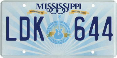 MS license plate LDK644