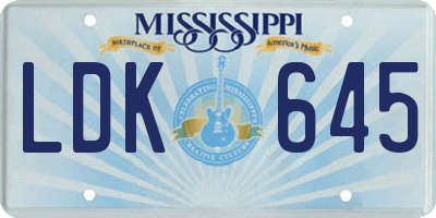 MS license plate LDK645