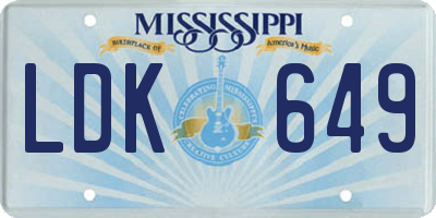 MS license plate LDK649