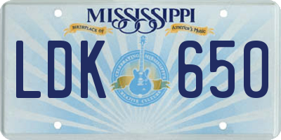 MS license plate LDK650