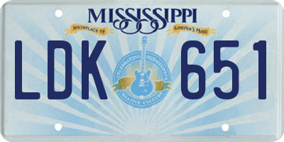 MS license plate LDK651