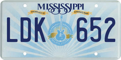 MS license plate LDK652