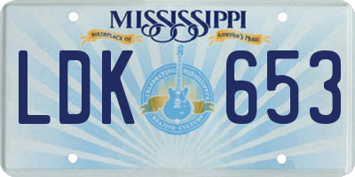 MS license plate LDK653