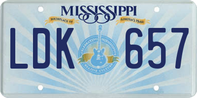MS license plate LDK657