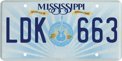 MS license plate LDK663