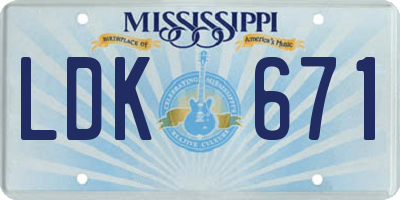 MS license plate LDK671