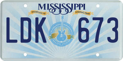 MS license plate LDK673
