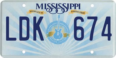 MS license plate LDK674