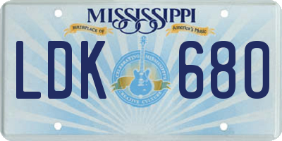 MS license plate LDK680