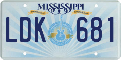 MS license plate LDK681